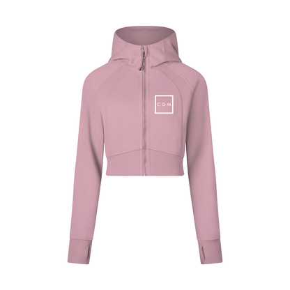 CGM Box Logo Cropped Zip-Through Hoodie