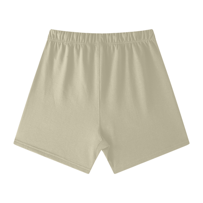 CGM Cute Girl Box Logo Earth Tone Cotton Shorts White