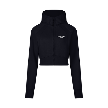 CGM Cute Girl Logo Cropped Zip-Through Hoodie