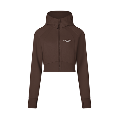 CGM Cute Girl Logo Cropped Zip-Through Hoodie