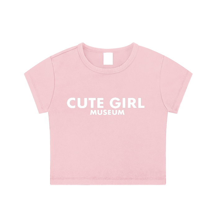 CGM Cute Girl Logo Snow Washed Crop Tee