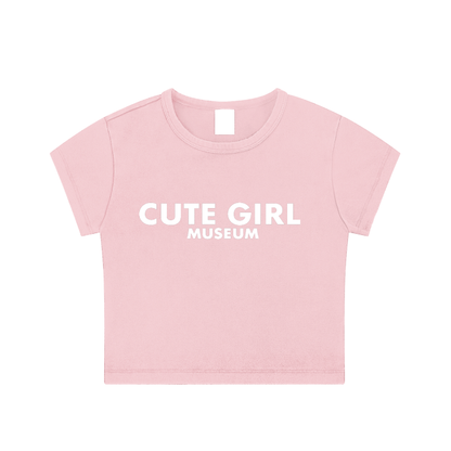 CGM Cute Girl Logo Snow Washed Crop Tee