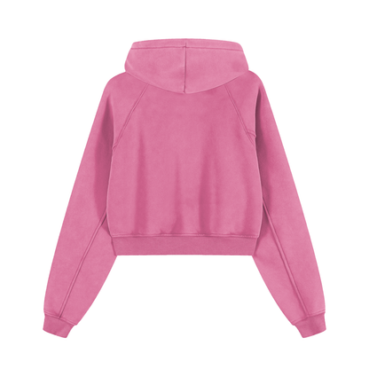 CGM Cute Girl Mini Logo Snow Washed Cropped Hoodie